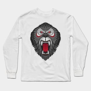 Zentangle Gorilla Head Long Sleeve T-Shirt